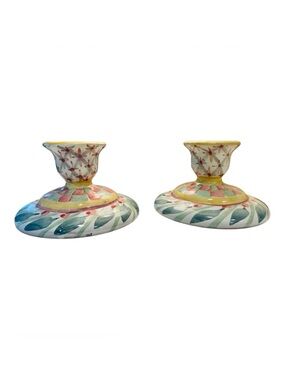 MacKenzie-Childs Brighton Pavilion Candlesticks Pair Taylor Ceramics Retired